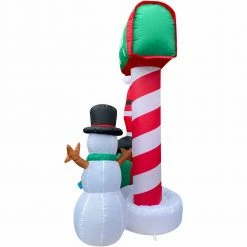 Fraser Hill Farm 6-Ft. Welcome Mailbox W/ Santa, Snowman, Penguin, Inflatable W/ Lights, Storage Bag -Christmas store unnamed file 2662