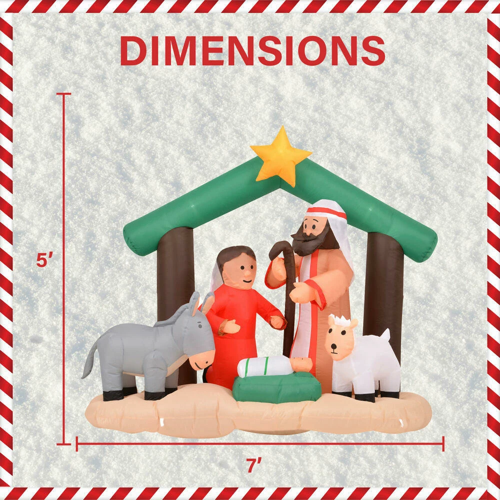 Fraser Hill Farm 7-Ft. Nativity Mary, Joseph, Baby Jesus, Animals, Inflatable W/ Lights, Storage Bag 4 Fraser Hill Farm 7-Ft. Nativity Mary, Joseph, Baby Jesus, Animals, Inflatable W/ Lights, Storage Bag - Image 4