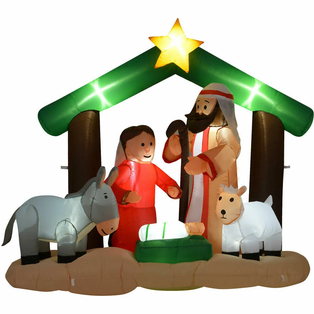 Fraser Hill Farm 7-Ft. Nativity Mary, Joseph, Baby Jesus, Animals, Inflatable W/ Lights, Storage Bag 5 Fraser Hill Farm 7-Ft. Nativity Mary, Joseph, Baby Jesus, Animals, Inflatable W/ Lights, Storage Bag - Image 5
