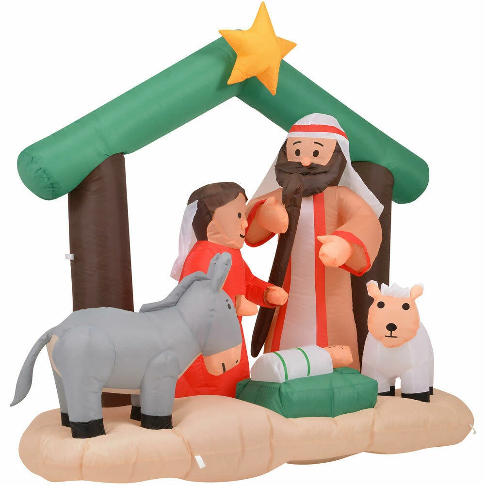 Fraser Hill Farm 7-Ft. Nativity Mary, Joseph, Baby Jesus, Animals, Inflatable W/ Lights, Storage Bag 6 Fraser Hill Farm 7-Ft. Nativity Mary, Joseph, Baby Jesus, Animals, Inflatable W/ Lights, Storage Bag - Image 6