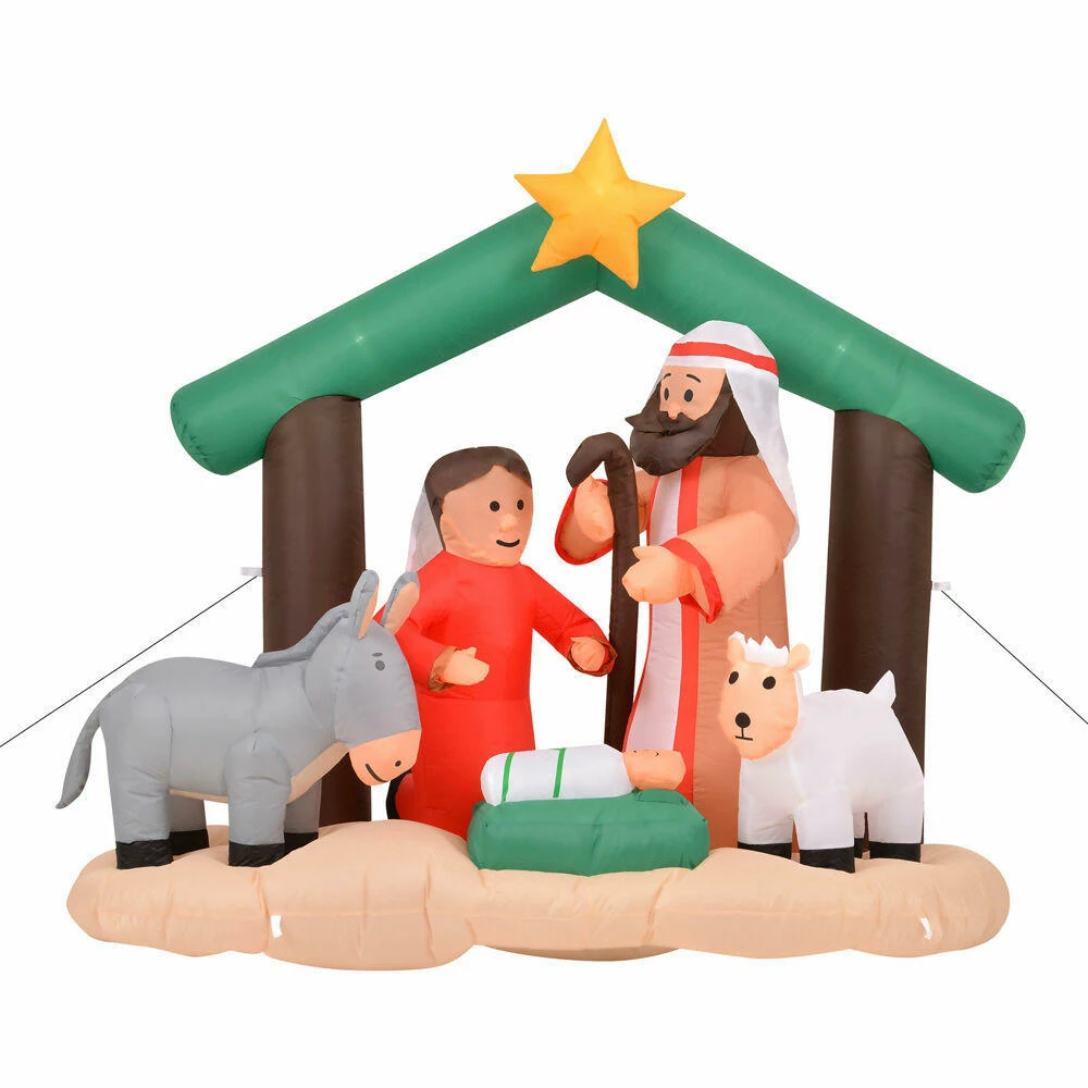Fraser Hill Farm 7-Ft. Nativity Mary, Joseph, Baby Jesus, Animals, Inflatable W/ Lights, Storage Bag 11 Fraser Hill Farm 7-Ft. Nativity Mary, Joseph, Baby Jesus, Animals, Inflatable W/ Lights, Storage Bag - Image 11