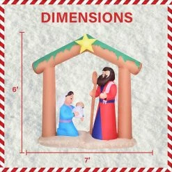 Fraser Hill Farm 7-Ft. Nativity W/ Mary, Joseph, And Baby Jesus, Inflatable W/ Lights, Storage Bag -Christmas store unnamed file 2678