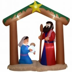 Fraser Hill Farm 7-Ft. Nativity W/ Mary, Joseph, And Baby Jesus, Inflatable W/ Lights, Storage Bag -Christmas store unnamed file 2679