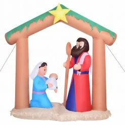 Fraser Hill Farm 7-Ft. Nativity W/ Mary, Joseph, And Baby Jesus, Inflatable W/ Lights, Storage Bag -Christmas store unnamed file 2685