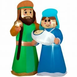 Fraser Hill Farm 6-Ft. Pre-Lit Holy Family Jesus, Mary, And Joseph Inflatable W/ Lights, Storage Bag -Christmas store unnamed file 2690