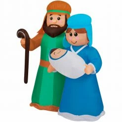 Fraser Hill Farm 6-Ft. Pre-Lit Holy Family Jesus, Mary, And Joseph Inflatable W/ Lights, Storage Bag -Christmas store unnamed file 2692