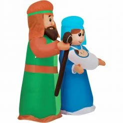 Fraser Hill Farm 6-Ft. Pre-Lit Holy Family Jesus, Mary, And Joseph Inflatable W/ Lights, Storage Bag -Christmas store unnamed file 2693