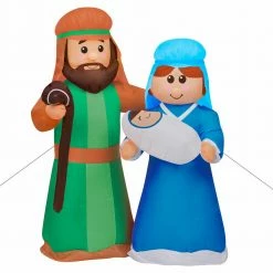 Fraser Hill Farm 6-Ft. Pre-Lit Holy Family Jesus, Mary, And Joseph Inflatable W/ Lights, Storage Bag -Christmas store unnamed file 2695