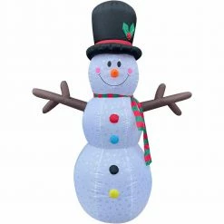 Fraser Hill Farm 8-Ft Snowman W/ Snowflake Print, RGB Lights, Storage Bag, Outdoor Inflatable