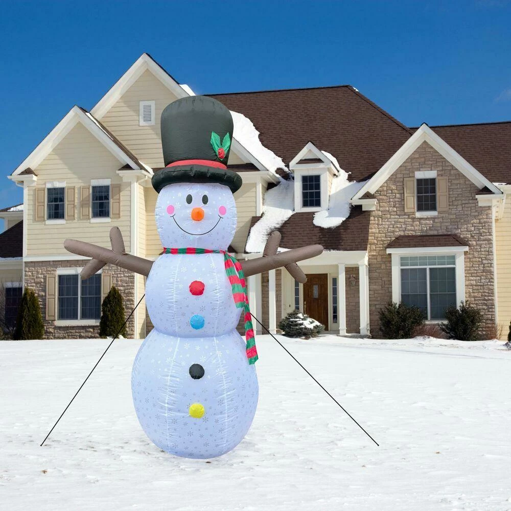 Fraser Hill Farm 8-Ft Snowman W/ Snowflake Print, RGB Lights, Storage Bag, Outdoor Inflatable 2 Fraser Hill Farm 8-Ft Snowman W/ Snowflake Print, RGB Lights, Storage Bag, Outdoor Inflatable - Image 2