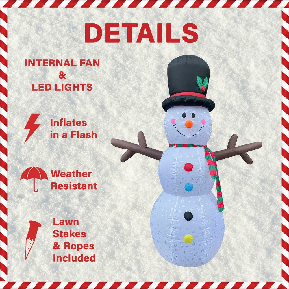 Fraser Hill Farm 8-Ft Snowman W/ Snowflake Print, RGB Lights, Storage Bag, Outdoor Inflatable 3 Fraser Hill Farm 8-Ft Snowman W/ Snowflake Print, RGB Lights, Storage Bag, Outdoor Inflatable - Image 3