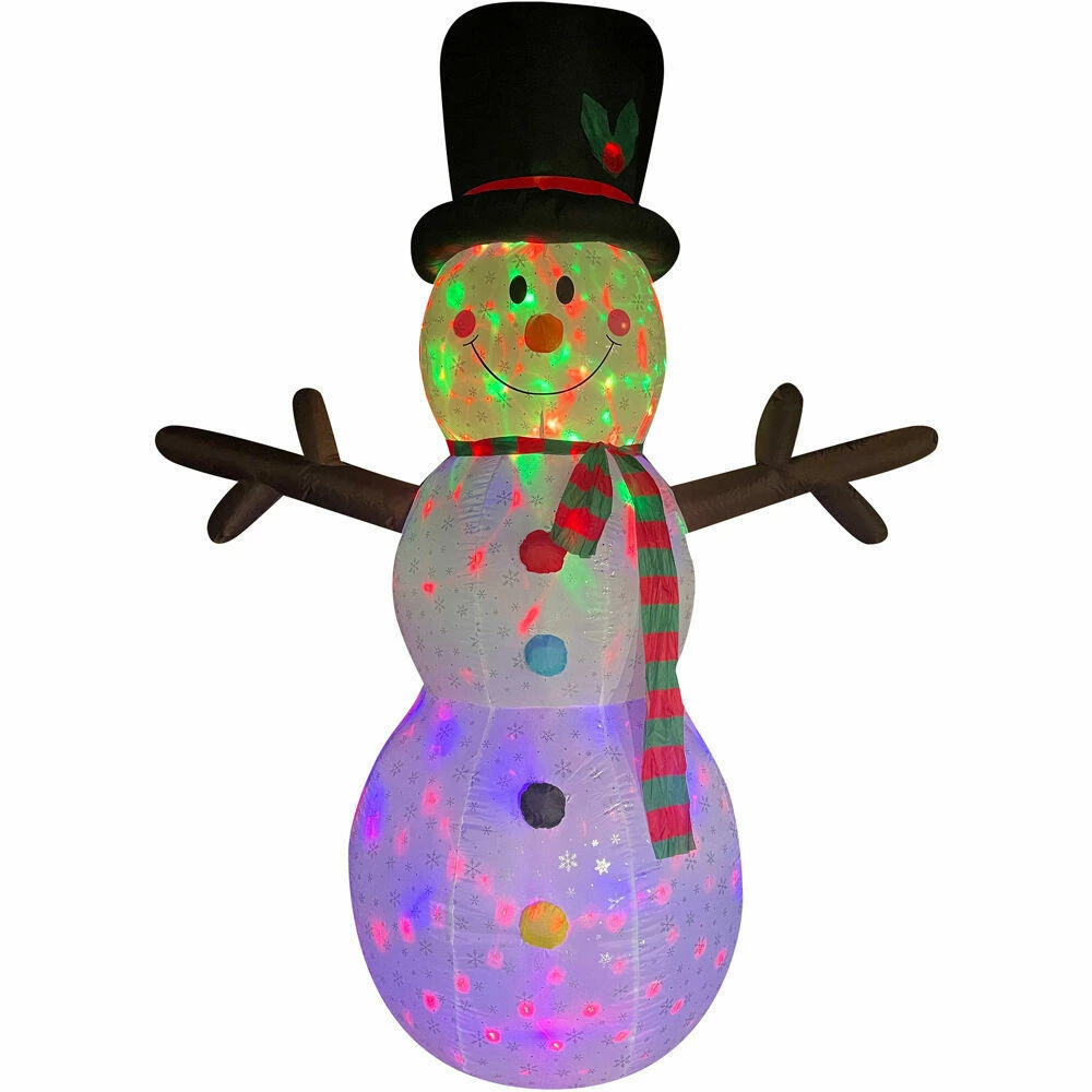 Fraser Hill Farm 8-Ft Snowman W/ Snowflake Print, RGB Lights, Storage Bag, Outdoor Inflatable 5 Fraser Hill Farm 8-Ft Snowman W/ Snowflake Print, RGB Lights, Storage Bag, Outdoor Inflatable - Image 5