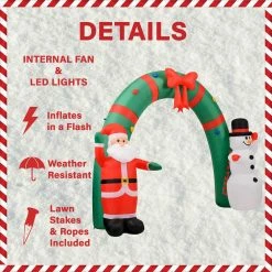 Fraser Hill Farm 8-Ft. Walkway Arch W/ Santa Claus, Snowman, Inflatable W/ Lights, Storage Bag -Christmas store unnamed file 2706