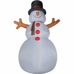 Fraser Hill Farm 20-Ft. Tall Jolly Snowman, Inflatable W/ RGB Lights And Storage Bag