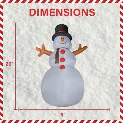 Fraser Hill Farm 20-Ft. Tall Jolly Snowman, Inflatable W/ RGB Lights And Storage Bag -Christmas store unnamed file 2732
