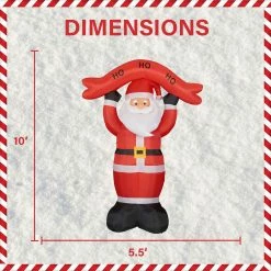 Fraser Hill Farm 10-Ft. Tall Santa Holding HO HO HO Sign, Inflatable W/ Lights, Storage Bag -Christmas store unnamed file 2745