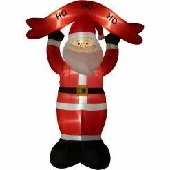 Fraser Hill Farm 10-Ft. Tall Santa Holding HO HO HO Sign, Inflatable W/ Lights, Storage Bag -Christmas store unnamed file 2748