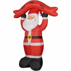 Fraser Hill Farm 10-Ft. Tall Santa Holding HO HO HO Sign, Inflatable W/ Lights, Storage Bag -Christmas store unnamed file 2750