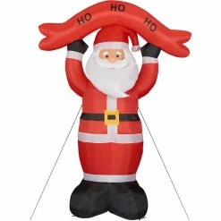 Fraser Hill Farm 10-Ft. Tall Santa Holding HO HO HO Sign, Inflatable W/ Lights, Storage Bag -Christmas store unnamed file 2754