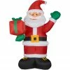 Fraser Hill Farm 10-Ft. Tall Santa Claus Holding A Gift, Inflatable W/ Lights, Storage Bag
