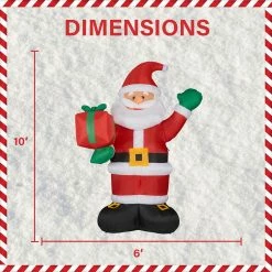 Fraser Hill Farm 10-Ft. Tall Santa Claus Holding A Gift, Inflatable W/ Lights, Storage Bag -Christmas store unnamed file 2758