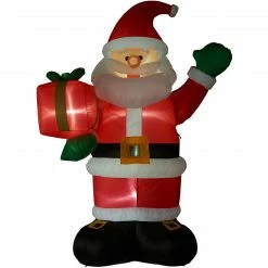 Fraser Hill Farm 10-Ft. Tall Santa Claus Holding A Gift, Inflatable W/ Lights, Storage Bag -Christmas store unnamed file 2762