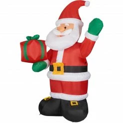Fraser Hill Farm 10-Ft. Tall Santa Claus Holding A Gift, Inflatable W/ Lights, Storage Bag -Christmas store unnamed file 2765