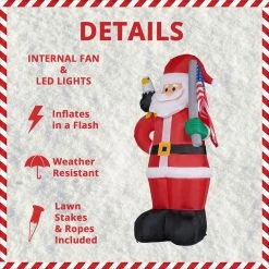 Fraser Hill Farm 8-Ft. Tall Americana Santa W/ A Bald Eagle, American Flag, Inflatable W/ Lights, Storage Bag -Christmas store unnamed file 2770