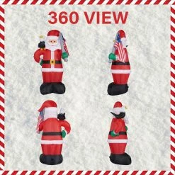 Fraser Hill Farm 8-Ft. Tall Americana Santa W/ A Bald Eagle, American Flag, Inflatable W/ Lights, Storage Bag -Christmas store unnamed file 2772