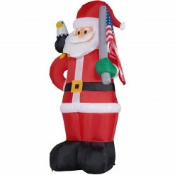 Fraser Hill Farm 8-Ft. Tall Americana Santa W/ A Bald Eagle, American Flag, Inflatable W/ Lights, Storage Bag -Christmas store unnamed file 2776