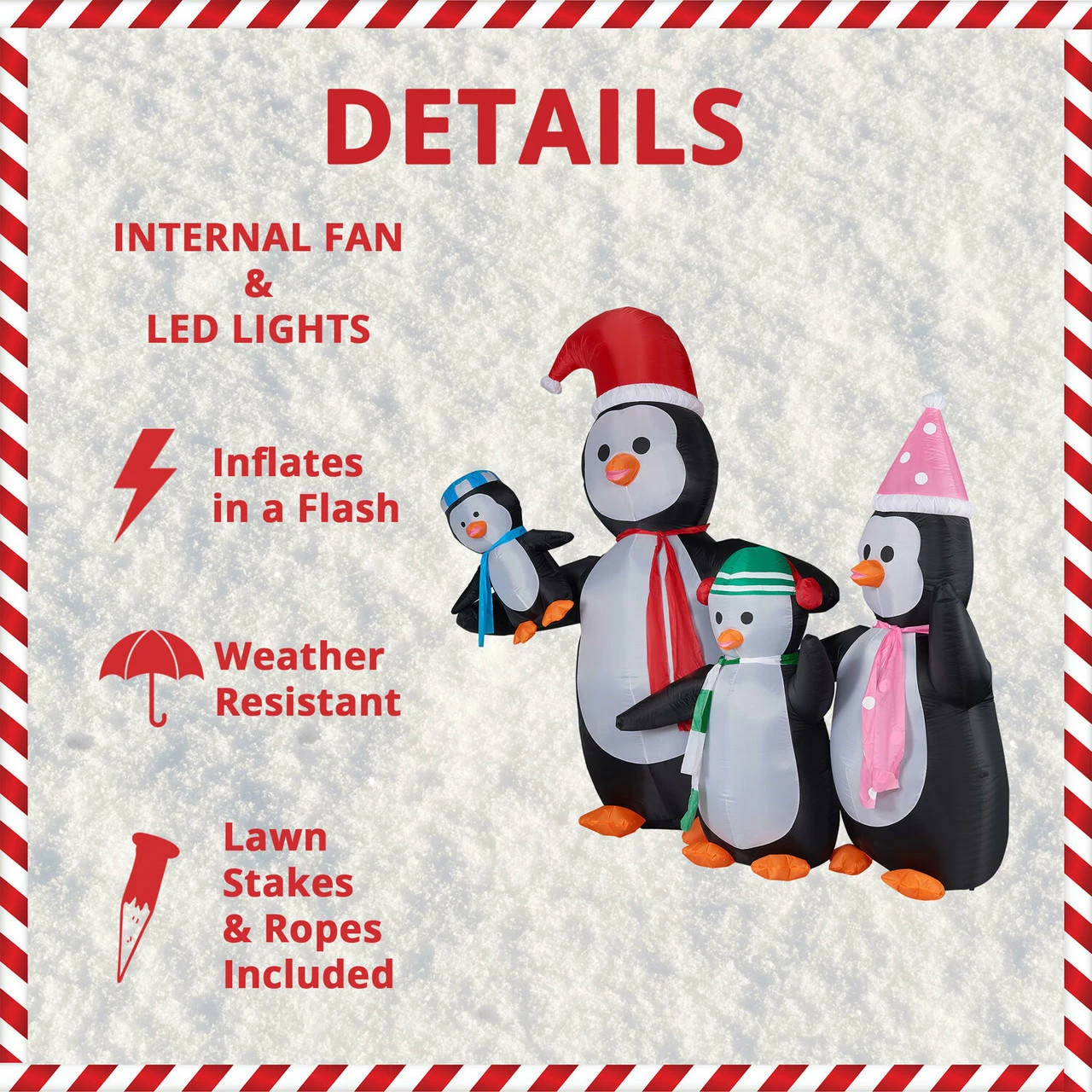 Fraser Hill Farm 10-Ft. Tall Penguin Family, Blow Up Inflatable W/ Lights And Storage Bag 3 Fraser Hill Farm 10-Ft. Tall Penguin Family, Blow Up Inflatable W/ Lights And Storage Bag - Image 3