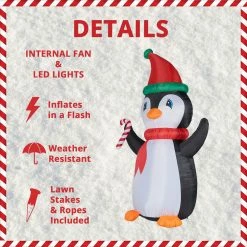 Fraser Hill Farm 10-Ft. Tall Penguin W/ Candy Cane, Inflatable W/ RGB Lights, Storage Bag 15 Fraser Hill Farm 10-Ft. Tall Penguin W/ Candy Cane, Inflatable W/ RGB Lights, Storage Bag -Christmas store unnamed file 2795