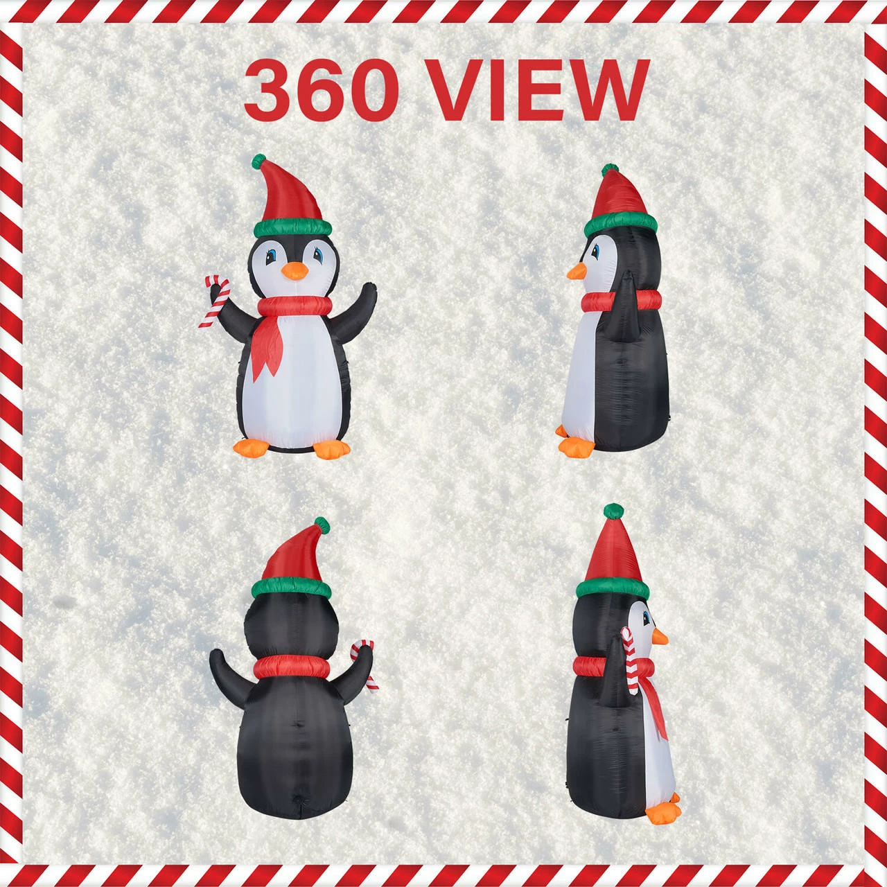 Fraser Hill Farm 10-Ft. Tall Penguin W/ Candy Cane, Inflatable W/ RGB Lights, Storage Bag 5 Fraser Hill Farm 10-Ft. Tall Penguin W/ Candy Cane, Inflatable W/ RGB Lights, Storage Bag - Image 5