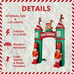 Fraser Hill Farm 10-Ft. Santa's Toy Shop Archway W/ Toy Soldiers, Rocking Horse, Inflatable W/ Lights, Storage Bag -Christmas store unnamed file 2808