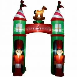 Fraser Hill Farm 10-Ft. Santa's Toy Shop Archway W/ Toy Soldiers, Rocking Horse, Inflatable W/ Lights, Storage Bag -Christmas store unnamed file 2812