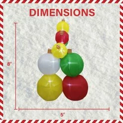 Fraser Hill Farm 8-Ft. Tall Inflatable Stack Of 9 Ornament Balls With LED Lights, Holiday Winter Blow-Up -Christmas store unnamed file 2818