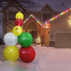 Fraser Hill Farm 8-Ft. Tall Inflatable Stack Of 9 Ornament Balls With LED Lights, Holiday Winter Blow-Up -Christmas store unnamed file 2819