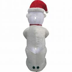 Fraser Hill Farm 8-Ft. Tall Inflatable Plush Polar Bear Holding Gift W/LED Lights, Blow-Up -Christmas store unnamed file 2828