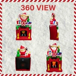 Fraser Hill Farm 6.5-Ft. Tall Inflatable Elf Sitting On Fireplace W/ LED Flickering Firelight, Blow-Up -Christmas store unnamed file 2842