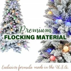 Fraser Hill Farm Slim White Tail Pine Snow-Flocked Christmas Tree With Colorful G40 Bulbs -Christmas store unnamed file 2869