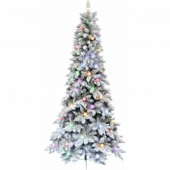 Fraser Hill Farm Slim White Tail Pine Snow-Flocked Christmas Tree With Colorful G40 Bulbs -Christmas store unnamed file 2871