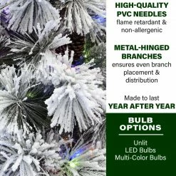 Fraser Hill Farm Sugar Hill Snowy Christmas Tree W/ Pinecones, Multi-Color LED Lighting -Christmas store unnamed file 2904