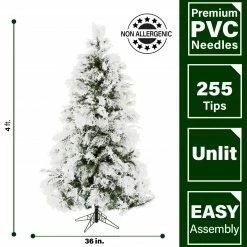 Fraser Hill Farm Snowy Pine Flocked Christmas Tree, Various Size (4 Ft. To 5 Ft.) Lighting Options -Christmas store unnamed file 2921