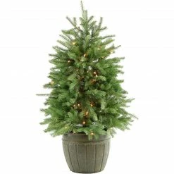 Fraser Hill Farm Potted Pine Tree With Clear Lights 4-Ft.