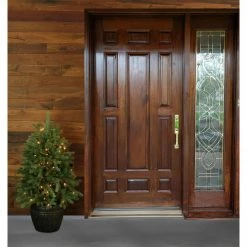 Fraser Hill Farm Potted Pine Tree With Clear Lights 4-Ft. -Christmas store unnamed file 298