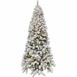 Fraser Hill Farm Alaskan Pine Flocked Christmas Tree, Various Sizes & Lighting Options