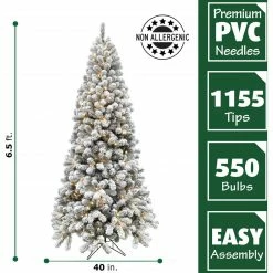 Fraser Hill Farm Alaskan Pine Flocked Christmas Tree, Various Sizes & Lighting Options -Christmas store unnamed file 2999