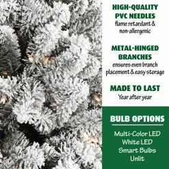 Fraser Hill Farm Alaskan Pine Flocked Christmas Tree, Various Sizes & Lighting Options -Christmas store unnamed file 3000