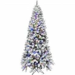 Fraser Hill Farm Alaskan Pine Flocked Christmas Tree, Various Sizes & Lighting Options -Christmas store unnamed file 3006