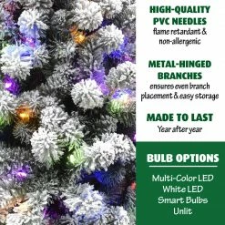 Fraser Hill Farm Alaskan Pine Flocked Christmas Tree, Various Sizes & Lighting Options -Christmas store unnamed file 3007
